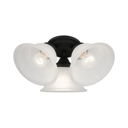Livex Wynnewood 3 Light Flush Mount, Black/Gray Marble