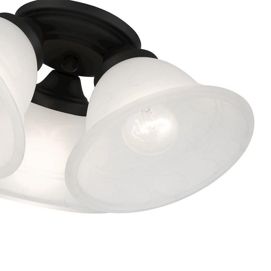 Livex Wynnewood 3 Light Flush Mount, Black/Gray Marble