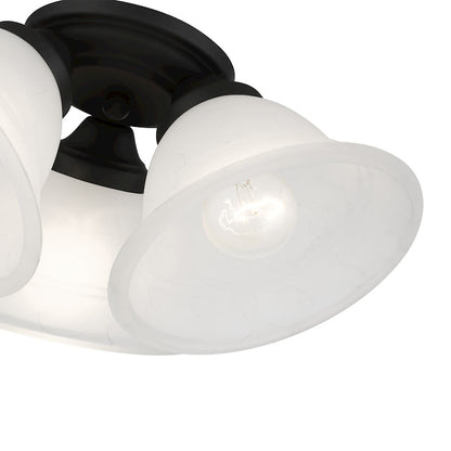 Livex Wynnewood 3 Light Flush Mount, Black/Gray Marble