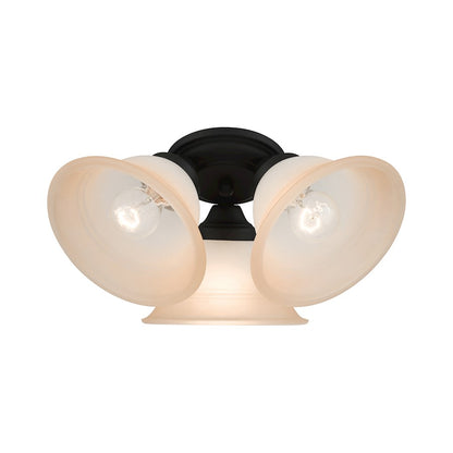 Livex Wynnewood 3 Light Flush Mount, Black/Sunrise Marble