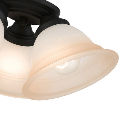 Livex Wynnewood 3 Light Flush Mount, Black/Sunrise Marble