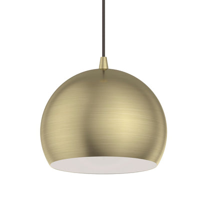 Livex Piedmont 1 Light Pendant, Brass/Brass Metal/White Inside