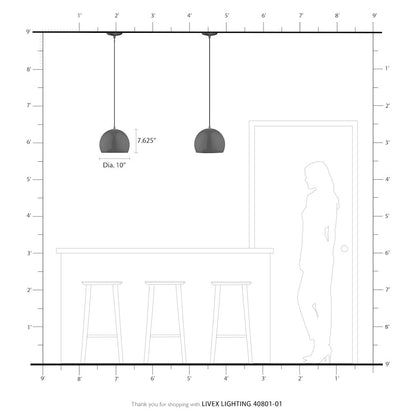 Livex Piedmont 1 Light Pendant, Brass/Brass Metal/White Inside