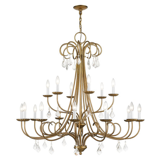 Livex Daphne 18 Light XL Chandelier, Gold Leaf/Clear Crystals