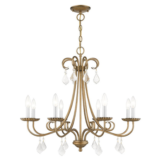Livex Daphne 8 Light Large Chandelier, Gold Leaf/Clear Crystals