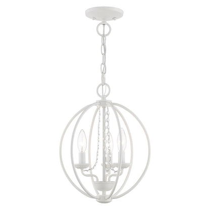 Livex Arabella 3 Light Globe Mini Chandelier/Semi-Flush, WH/Crystals