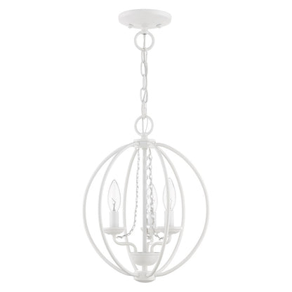 Livex Arabella 3 Light Globe Mini Chandelier/Semi-Flush, WH/Crystals