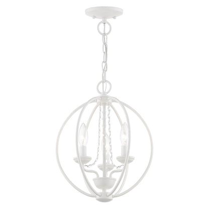 Livex Arabella 3 Light Globe Mini Chandelier/Semi-Flush, WH/Crystals