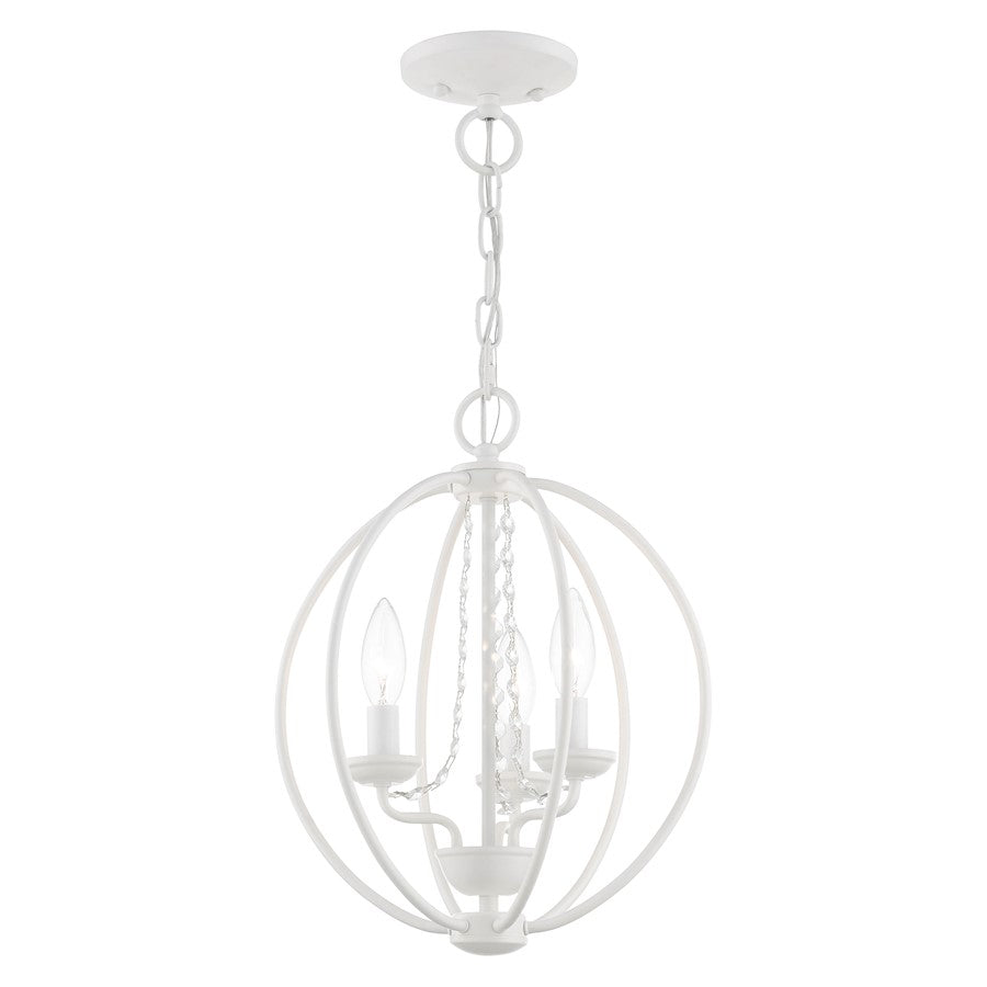 Livex Arabella 3 Light Globe Mini Chandelier/Semi-Flush, WH/Crystals