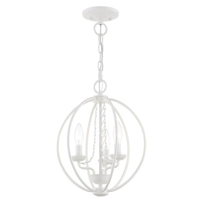 Livex Arabella 3 Light Globe Mini Chandelier/Semi-Flush, WH/Crystals