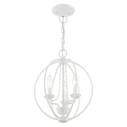 Livex Arabella 3 Light Globe Mini Chandelier/Semi-Flush, WH/Crystals