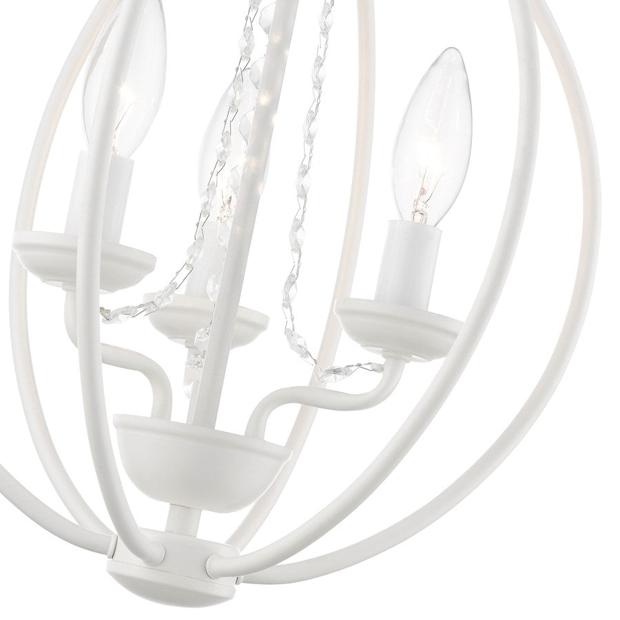 Livex Arabella 3 Light Globe Mini Chandelier/Semi-Flush, WH/Crystals