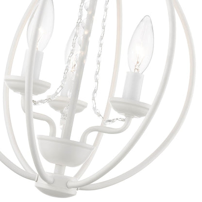 Livex Arabella 3 Light Globe Mini Chandelier/Semi-Flush, WH/Crystals