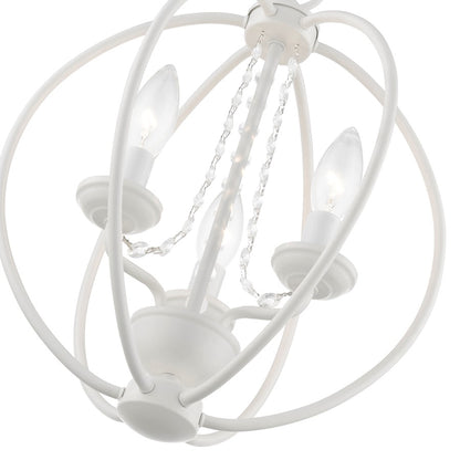 Livex Arabella 3 Light Globe Mini Chandelier/Semi-Flush, WH/Crystals