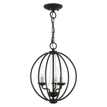 Livex Arabella 3 Light Globe Mini Chandelier/Semi-Flush, BK/NK
