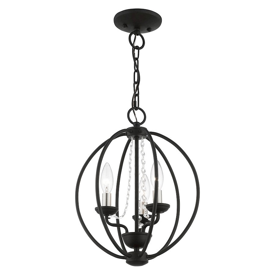 Livex Arabella 3 Light Globe Mini Chandelier/Semi-Flush, BK/NK