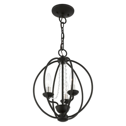 Livex Arabella 3 Light Globe Mini Chandelier/Semi-Flush, BK/NK