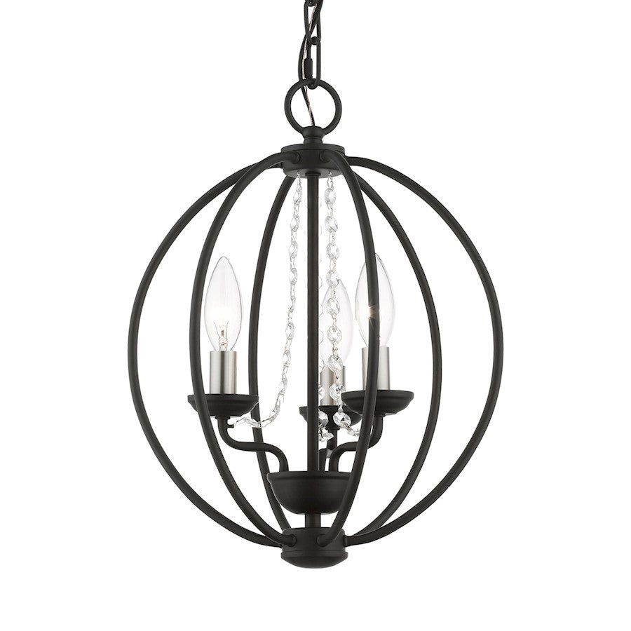 Livex Arabella 3 Light Globe Mini Chandelier/Semi-Flush, BK/NK