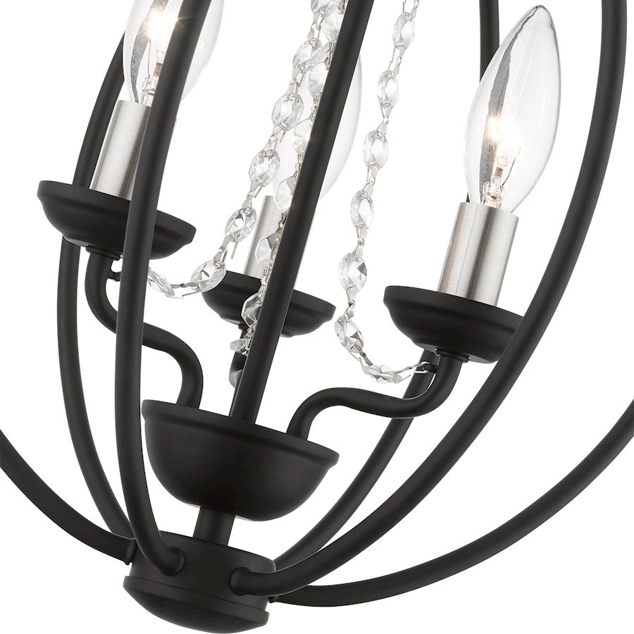 Livex Arabella 3 Light Globe Mini Chandelier/Semi-Flush, BK/NK