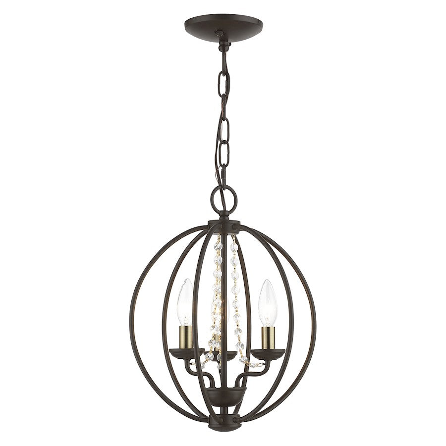 Livex Arabella 3 Light Globe Mini Chandelier/Semi-Flush, BZ/BS