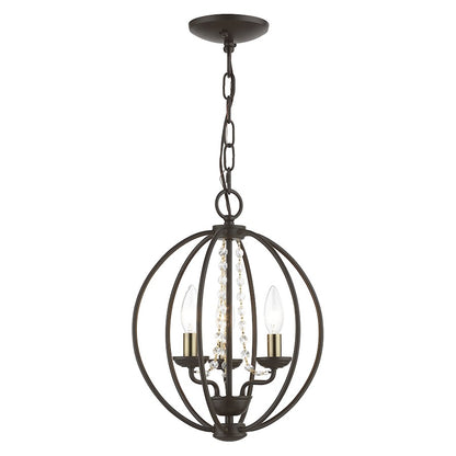 Livex Arabella 3 Light Globe Mini Chandelier/Semi-Flush, BZ/BS