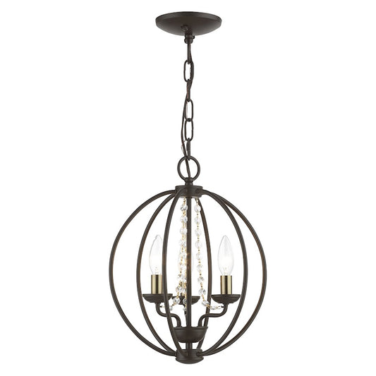 Livex Arabella 3 Light Globe Mini Chandelier/Semi-Flush, BZ/BS