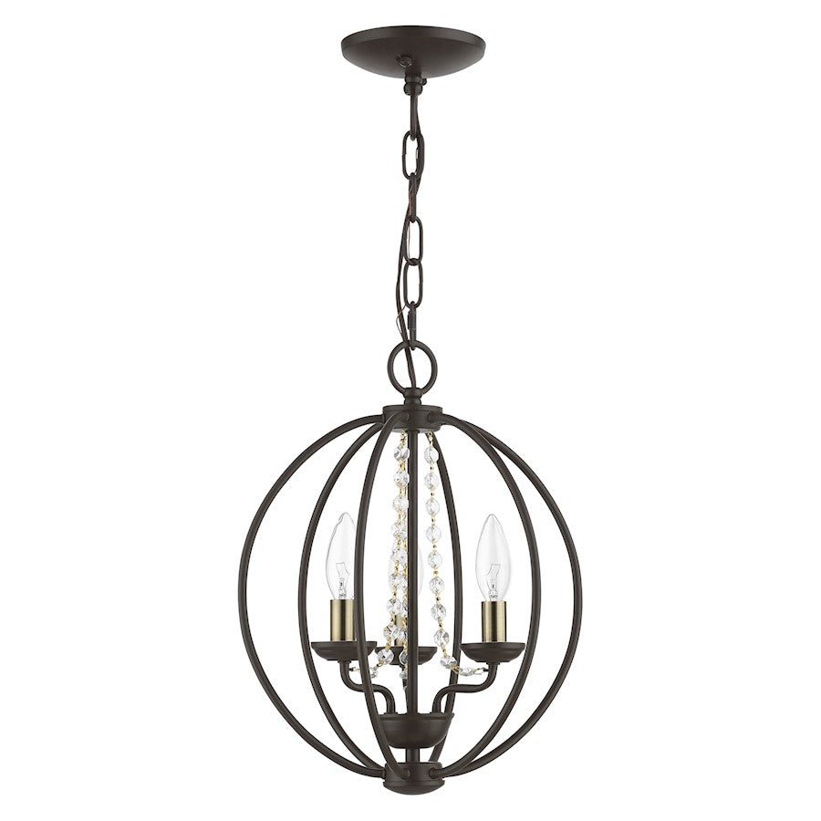 Livex Arabella 3 Light Globe Mini Chandelier/Semi-Flush, BZ/BS