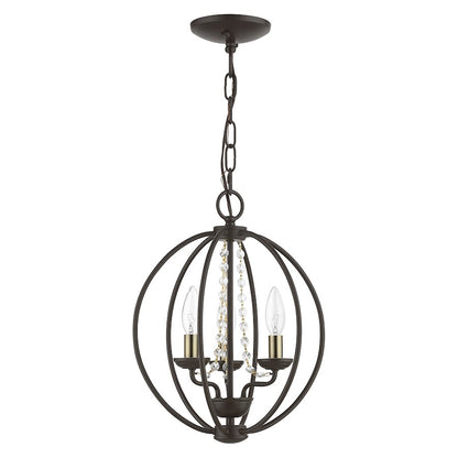 Livex Arabella 3 Light Globe Mini Chandelier/Semi-Flush, BZ/BS