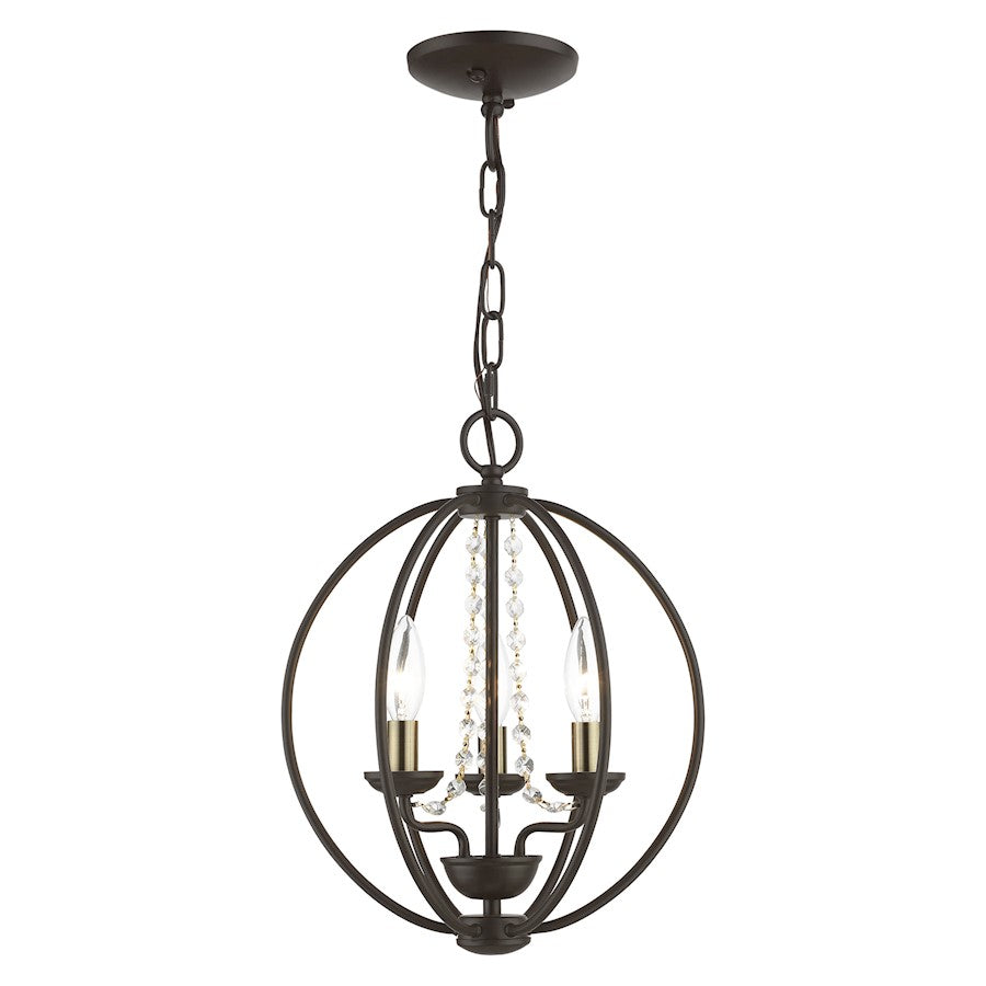 Livex Arabella 3 Light Globe Mini Chandelier/Semi-Flush, BZ/BS