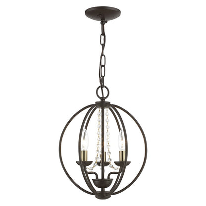 Livex Arabella 3 Light Globe Mini Chandelier/Semi-Flush, BZ/BS