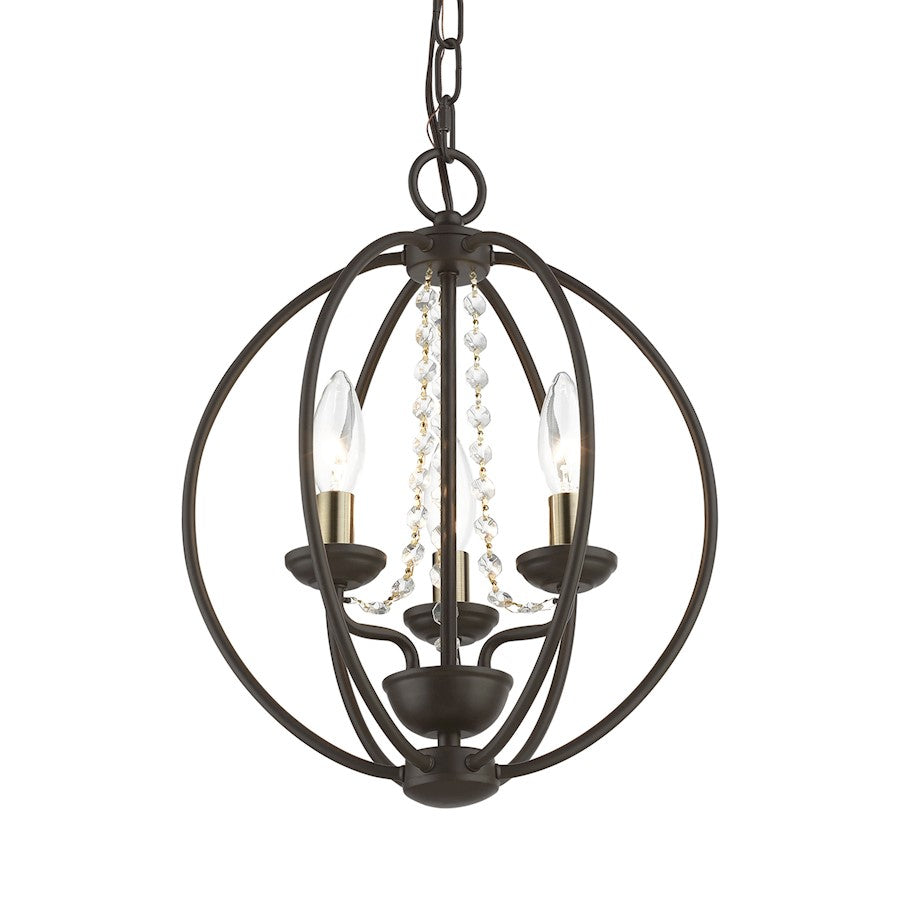 Livex Arabella 3 Light Globe Mini Chandelier/Semi-Flush, BZ/BS