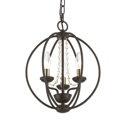 Livex Arabella 3 Light Globe Mini Chandelier/Semi-Flush, BZ/BS