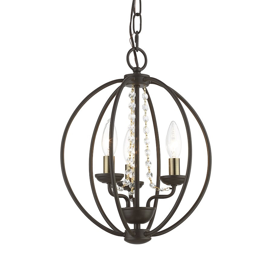 Livex Arabella 3 Light Globe Mini Chandelier/Semi-Flush, BZ/BS