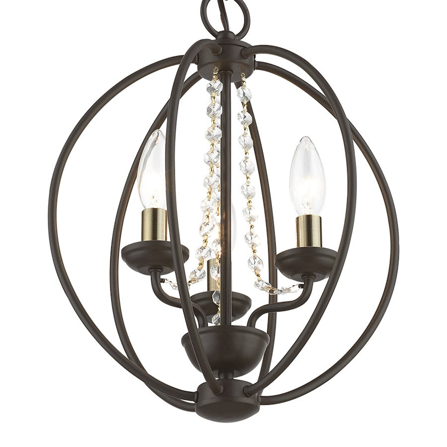 Livex Arabella 3 Light Globe Mini Chandelier/Semi-Flush, BZ/BS