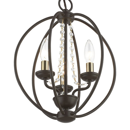 Livex Arabella 3 Light Globe Mini Chandelier/Semi-Flush, BZ/BS