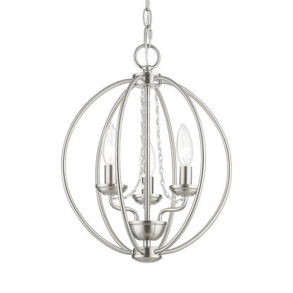 Livex Arabella 3 Light Globe Mini Chandelier/Semi-Flush, Nickel/Clear