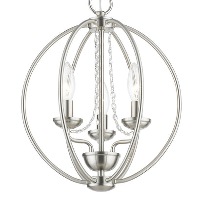 Livex Arabella 3 Light Globe Mini Chandelier/Semi-Flush, Nickel/Clear