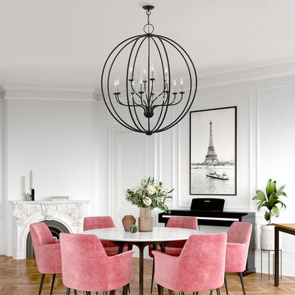 Livex Arabella 12 Light Grande Foyer Chandelier, Black/Nickel/Clear