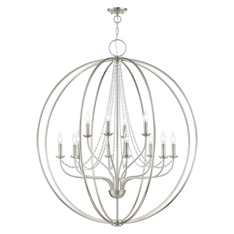 Livex Arabella 12 Light Grande Foyer Chandelier, NK/Crystals