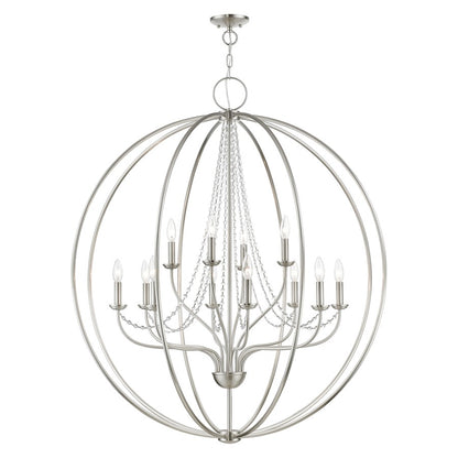 Livex Arabella 12 Light Grande Foyer Chandelier, NK/Crystals