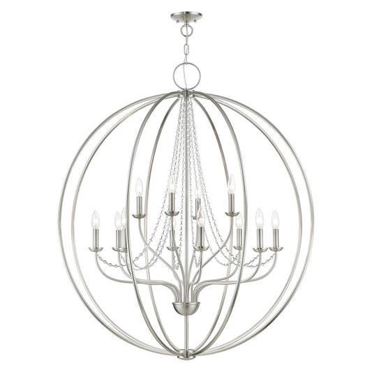 Livex Arabella 12 Light Grande Foyer Chandelier, NK/Crystals