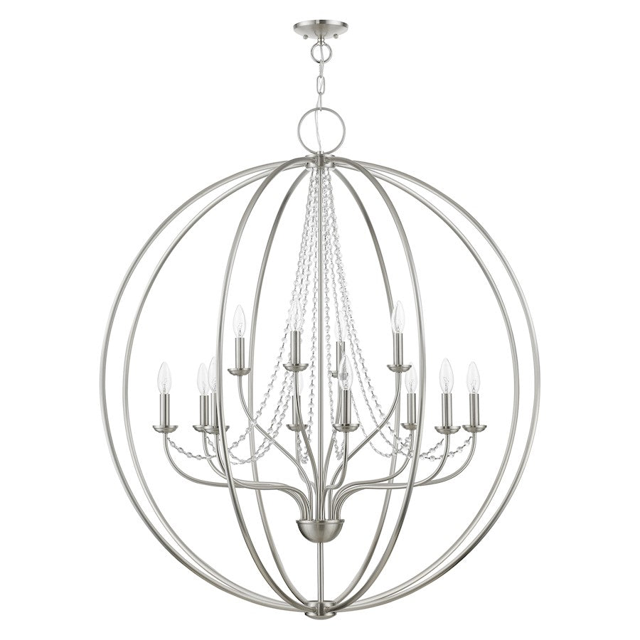 Livex Arabella 12 Light Grande Foyer Chandelier, NK/Crystals