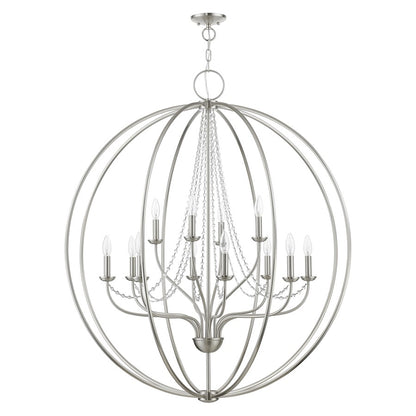 Livex Arabella 12 Light Grande Foyer Chandelier, NK/Crystals