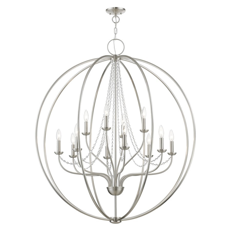 Livex Arabella 12 Light Grande Foyer Chandelier, NK/Crystals