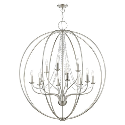 Livex Arabella 12 Light Grande Foyer Chandelier, NK/Crystals