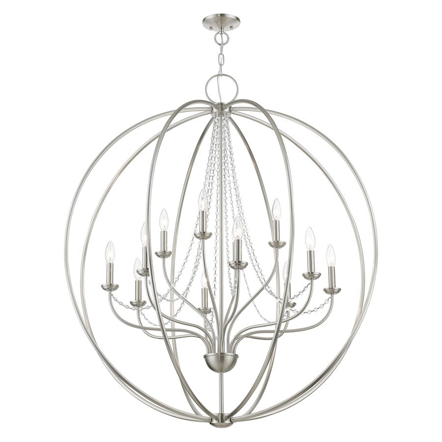 Livex Arabella 12 Light Grande Foyer Chandelier, NK/Crystals