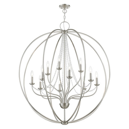 Livex Arabella 12 Light Grande Foyer Chandelier, NK/Crystals