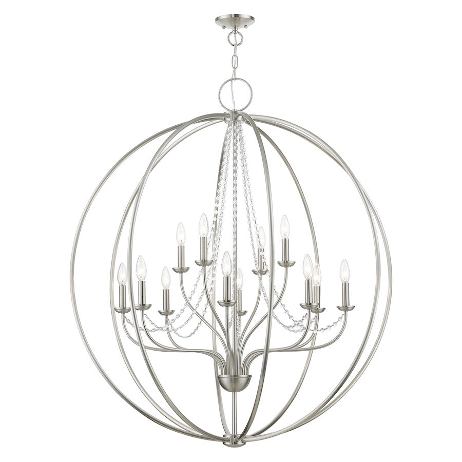 Livex Arabella 12 Light Grande Foyer Chandelier, NK/Crystals