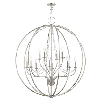 Livex Arabella 12 Light Grande Foyer Chandelier, NK/Crystals
