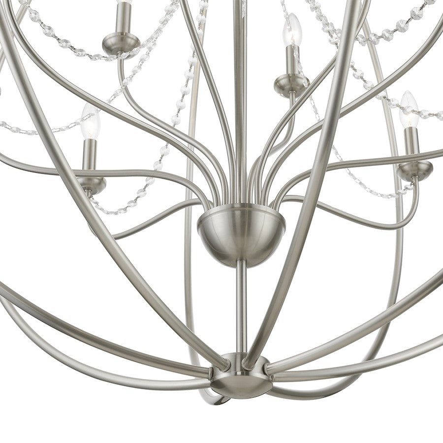Livex Arabella 12 Light Grande Foyer Chandelier, NK/Crystals